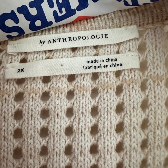 Anthropologe | Two-Pocket Crochet Sweater Cardigan | 2XL | NWOT - Picture 6 of 7